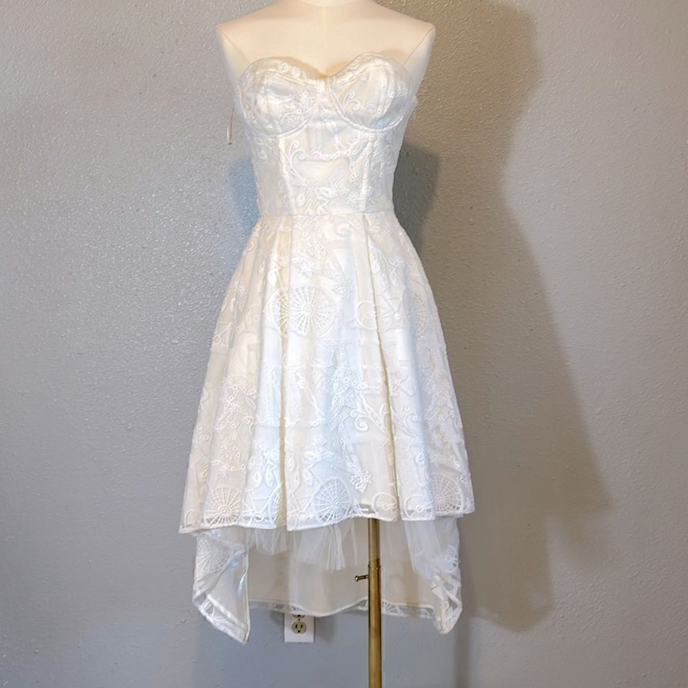 Eva Franco women’s strapless embroidered high low dress size 0